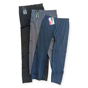 Sofra Leggings Set of 3 Black Gray Navy Free Size